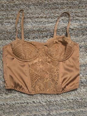 BDG Tan Lace Longline Bralette